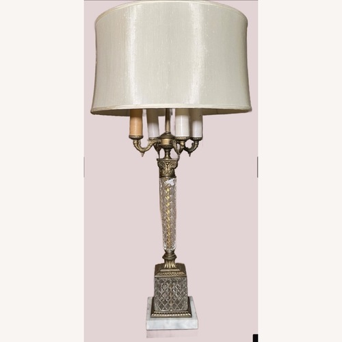Used Vintage Heavy Crystal & Brass Table Lamp   for sale on AptDeco