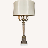 Vintage Heavy Crystal & Brass Table Lamp  