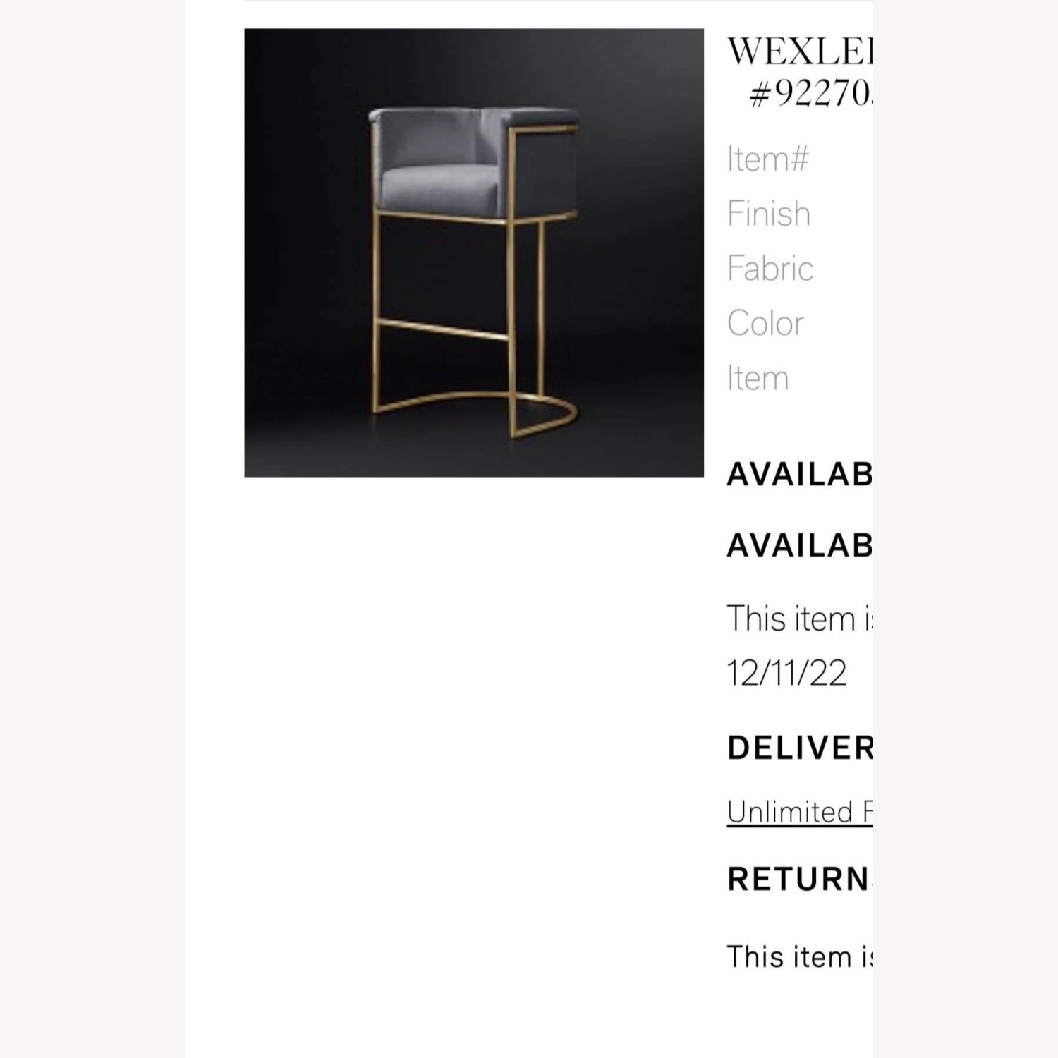 Restoration Hardware Wexler Counter Stools x3 - image-1