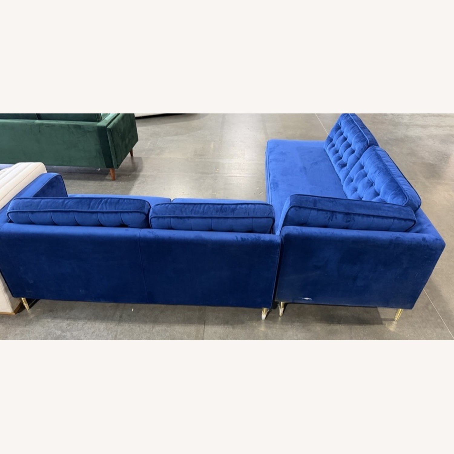 Blue Velvet 2 Piece Sectional - image-3