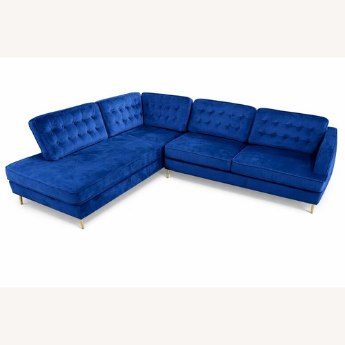 Used Blue Velvet 2 Piece Sectional for sale on AptDeco