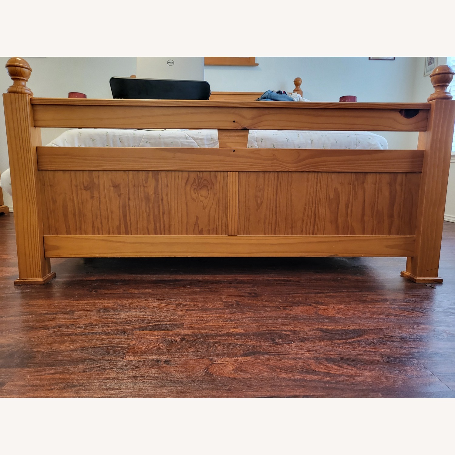 Solid Pine & Iron Winged Queen Bed - image-3