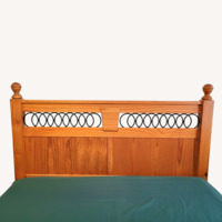 Solid Pine & Iron Winged Queen Bed