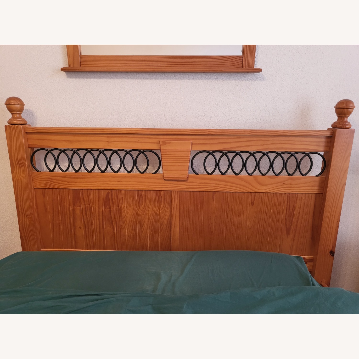 Solid Pine & Iron Winged Queen Bed - image-1