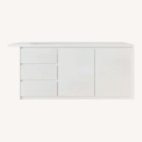 72" White Wood Veneer Kitchen Island 