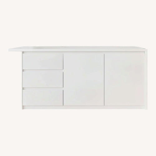 Used 72" White Wood Veneer Kitchen Island  for sale on AptDeco