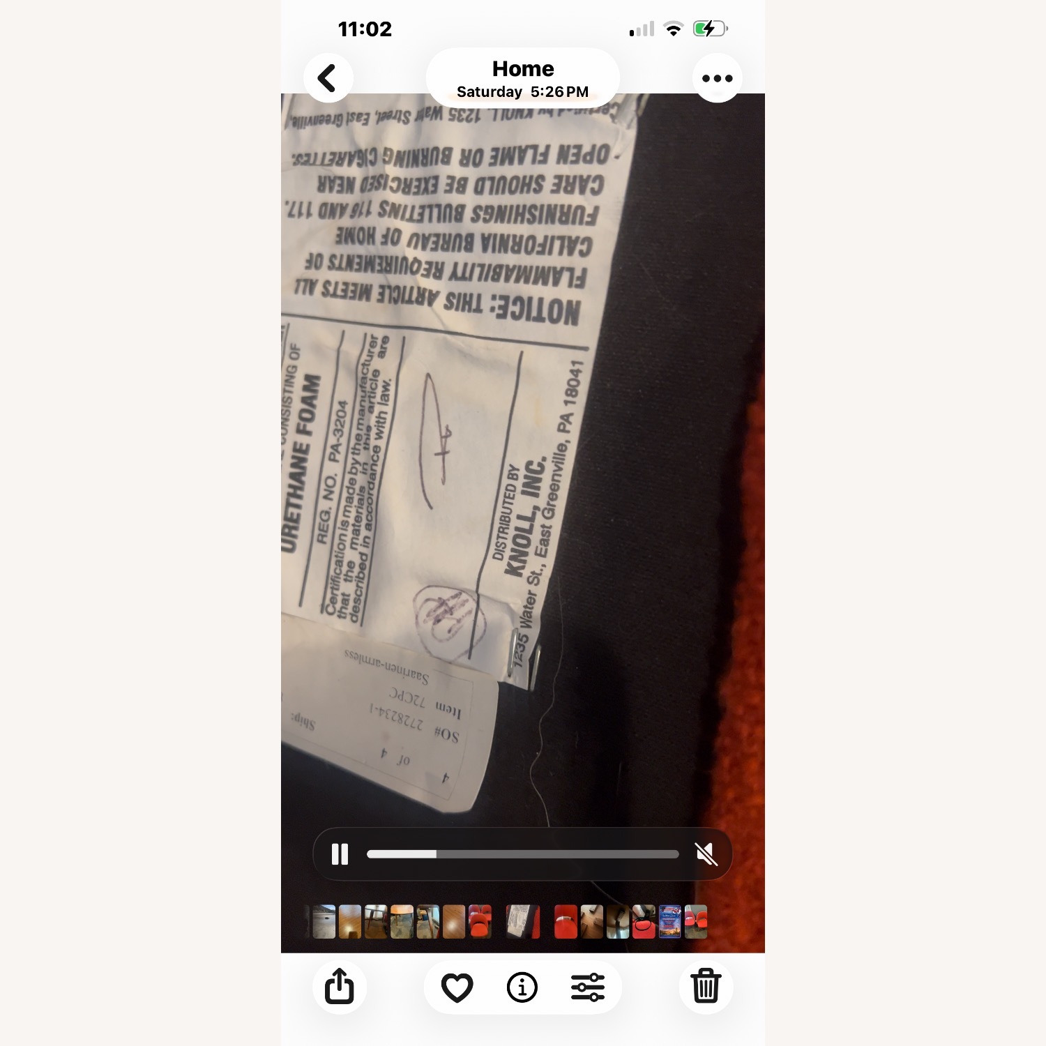 Knoll Red Fabric Dining Chair - image-6