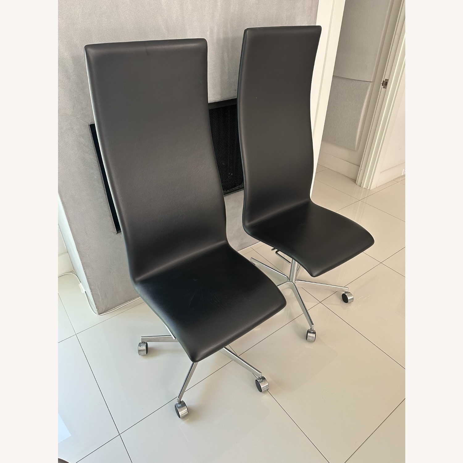 Fritz Hansen Black Leather Office Chairs - image-2