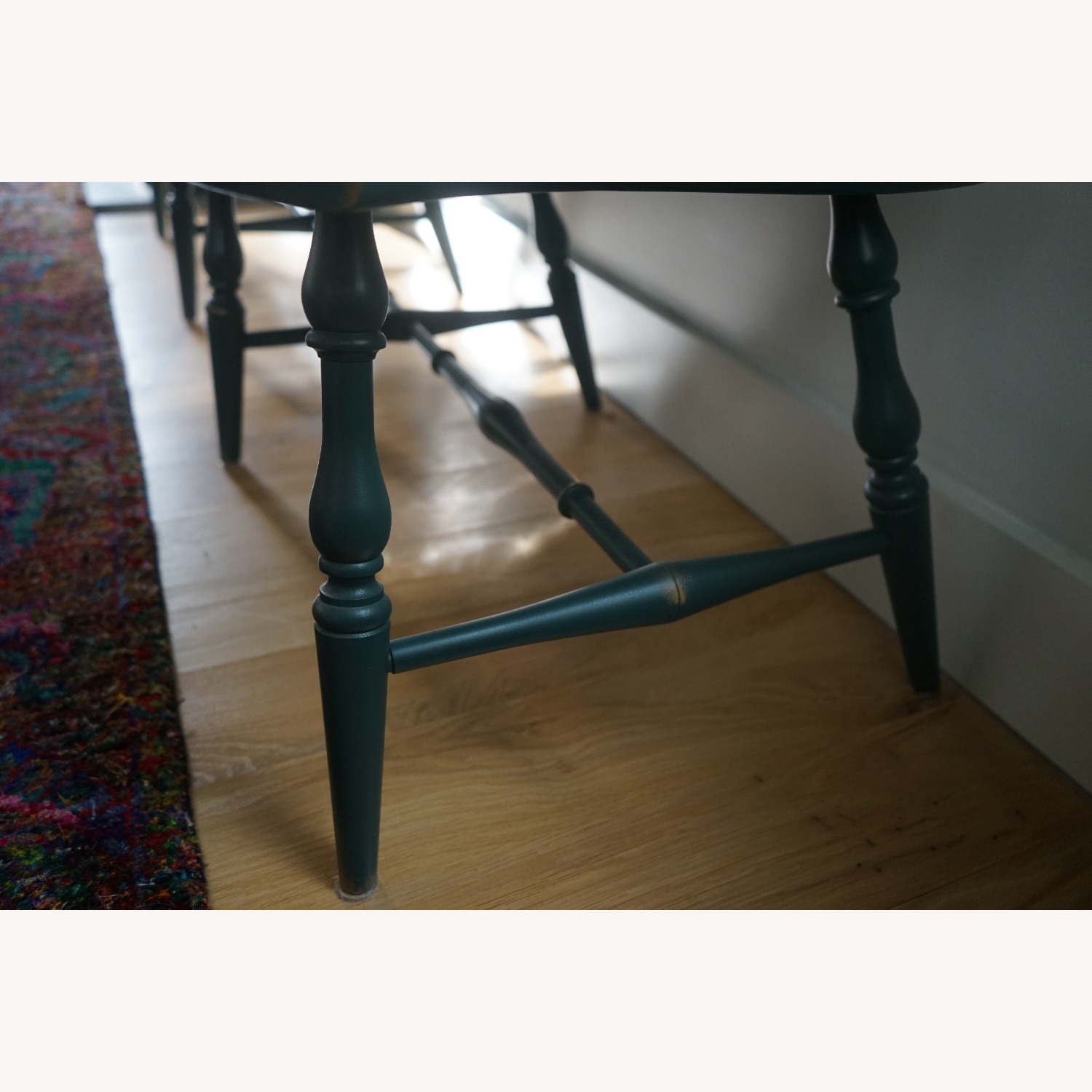 Antique Solid Wood Green Bench - image-4