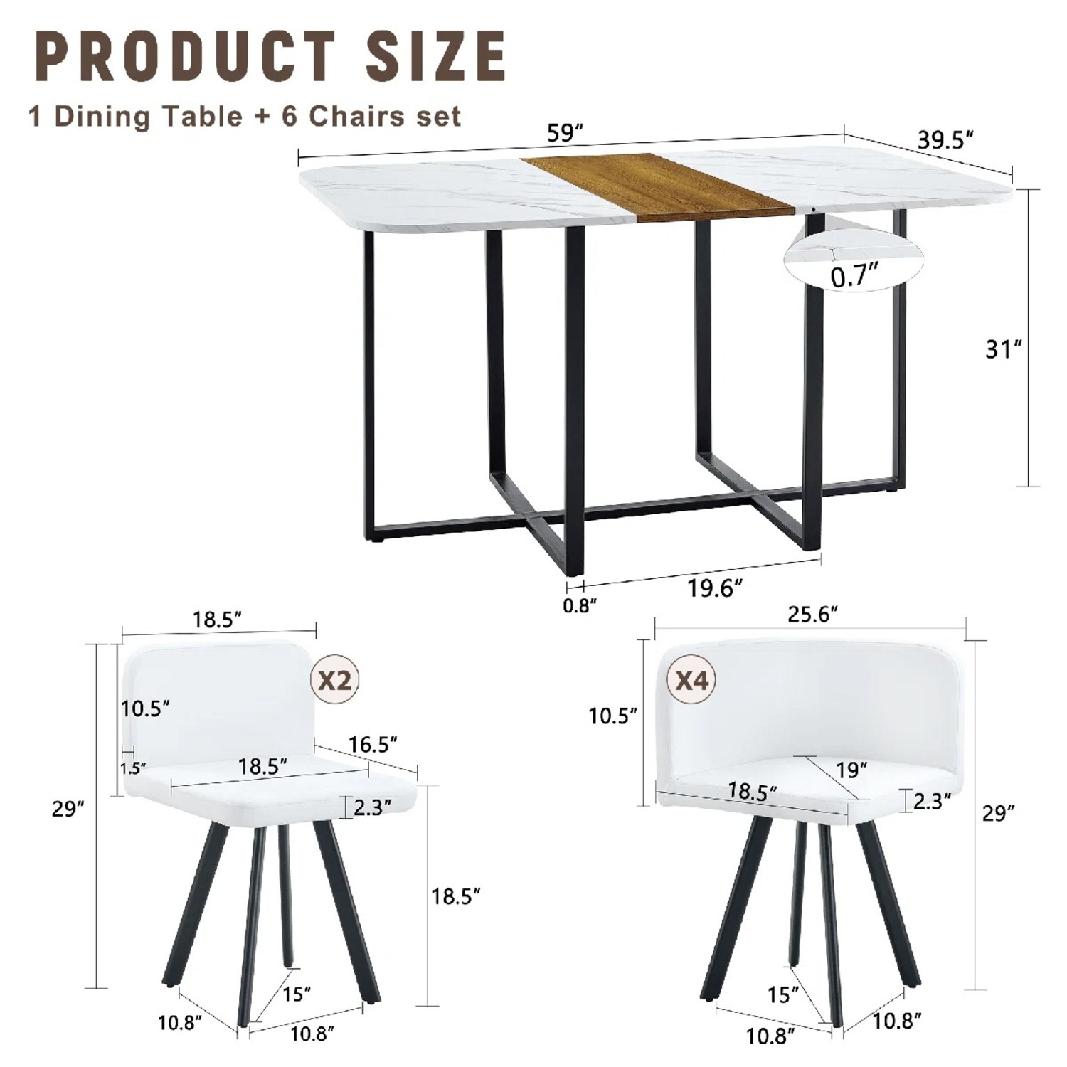  Wayfair Wood Dining Table Set With 6 PU Leather Chairs - image-7