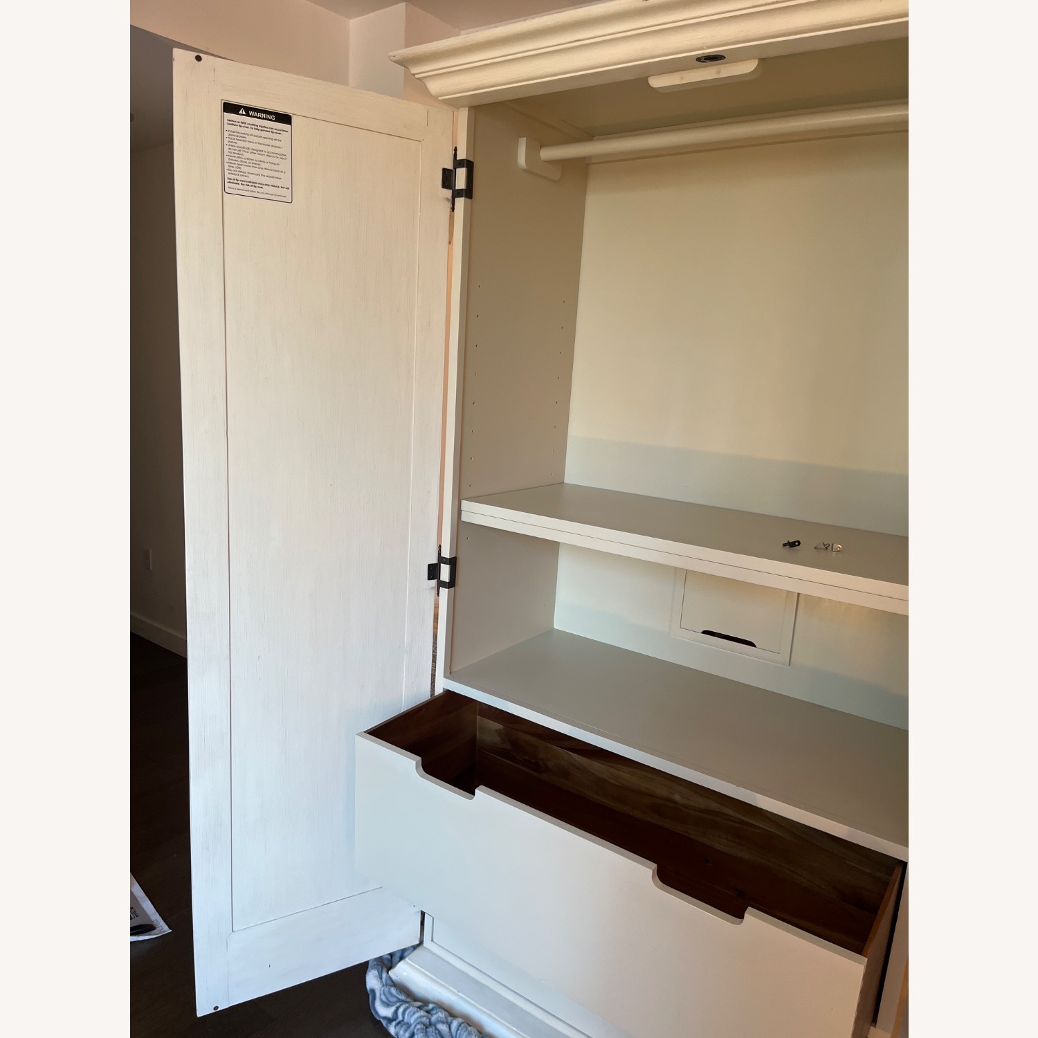 Restoration Hardware White Wood Armoire - image-11