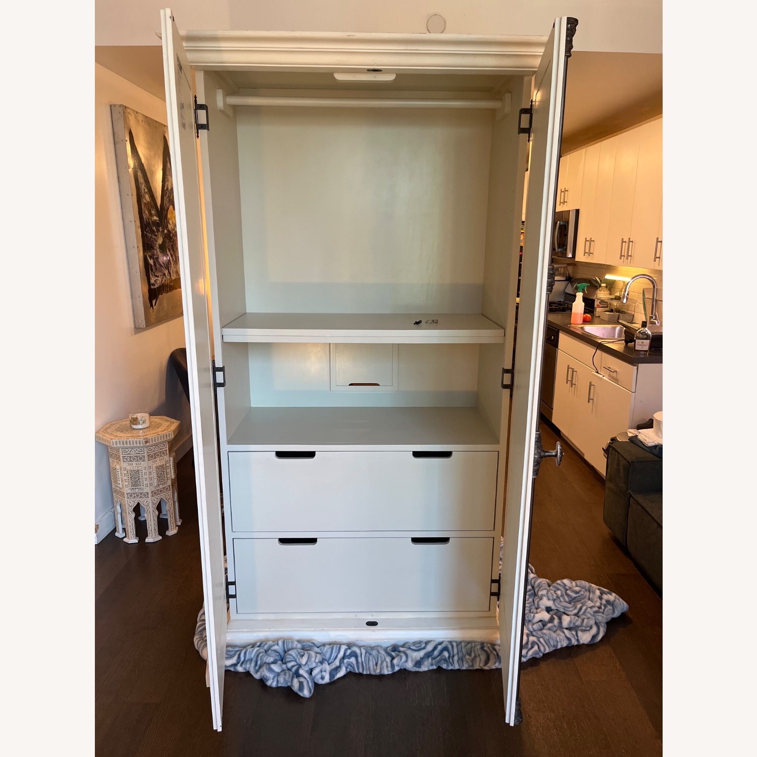 Restoration Hardware White Wood Armoire - image-2