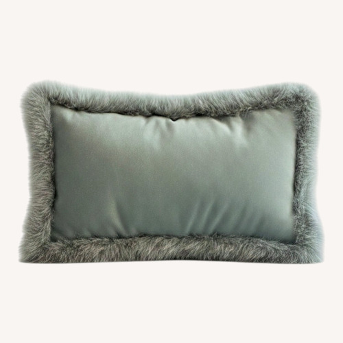 Used Light Gray Velvet Pillow with Fox Fur Trim for sale on AptDeco