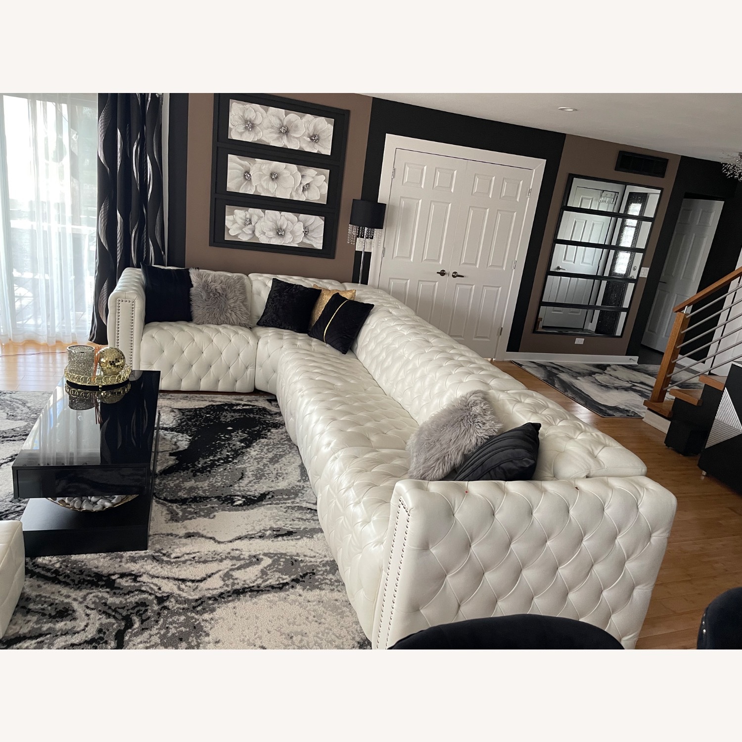 White Leather 3+ Piece Sectional - image-2