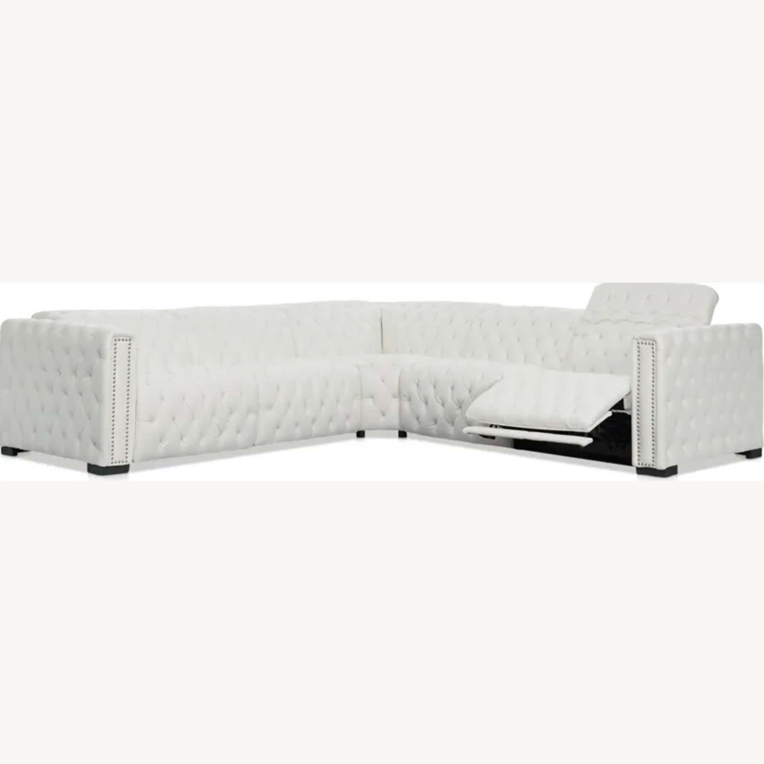 White Leather 3+ Piece Sectional - image-9