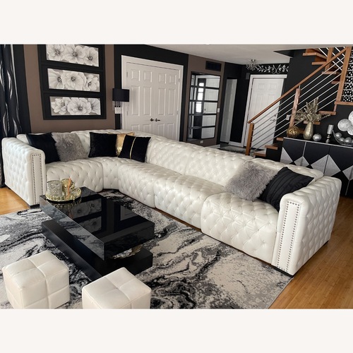 Used White Leather 3+ Piece Sectional for sale on AptDeco