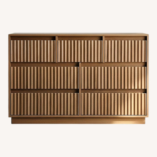 Used Wayfair 2x 7-Drawer Walnut Fluted Double Dressers - Built for sale on AptDeco