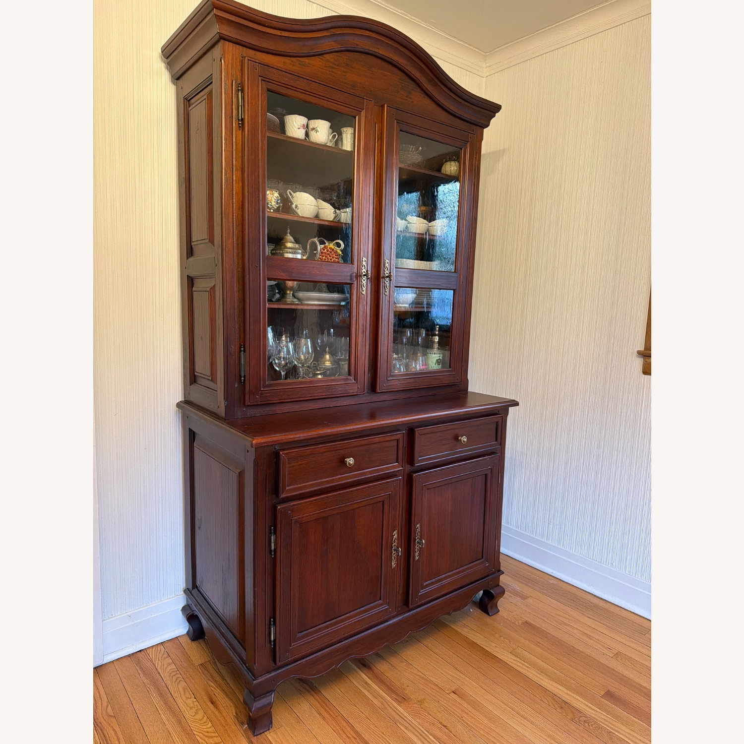 Vintage/Antique Dark Brown Wood Wall Unit - image-2