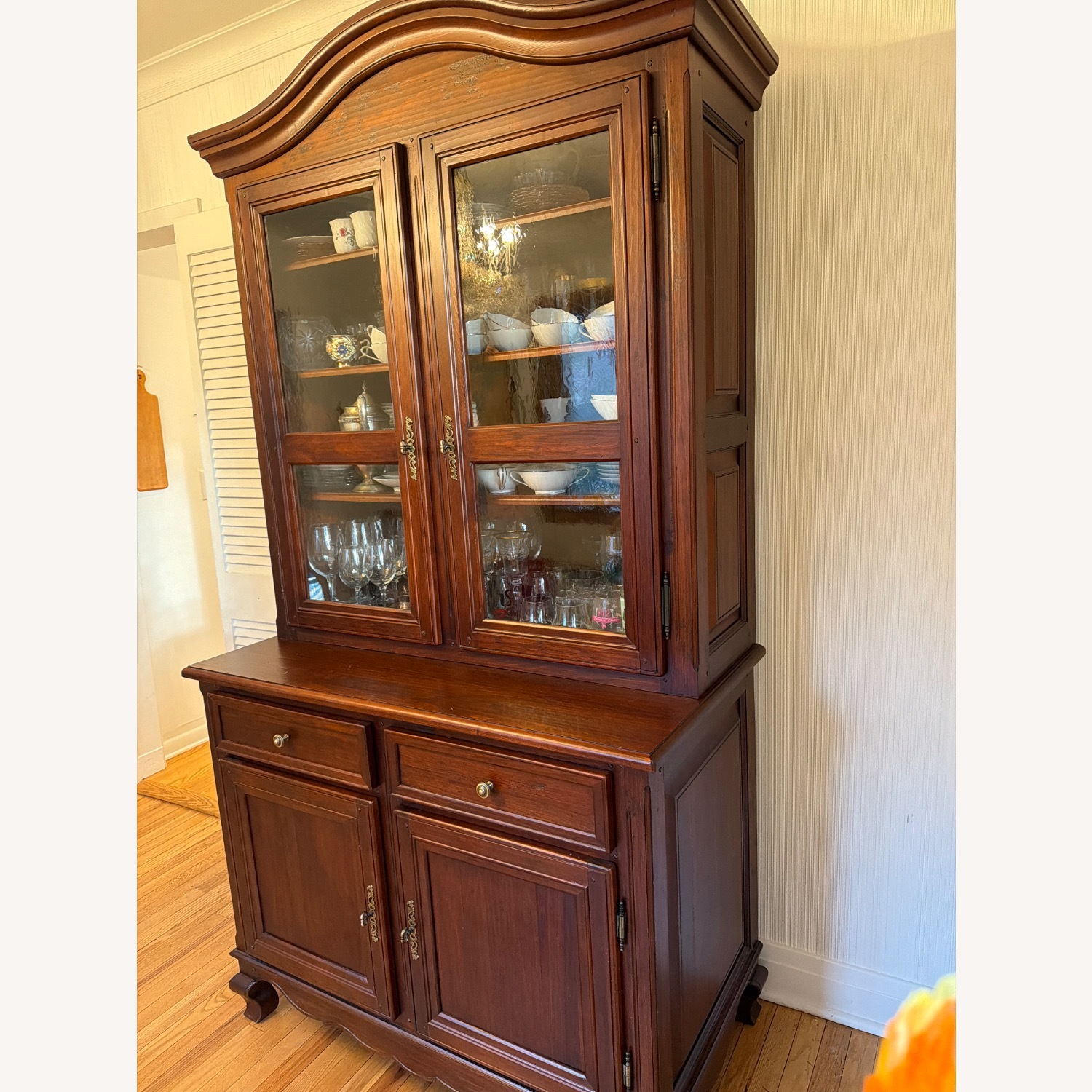 Vintage/Antique Dark Brown Wood Wall Unit - image-3