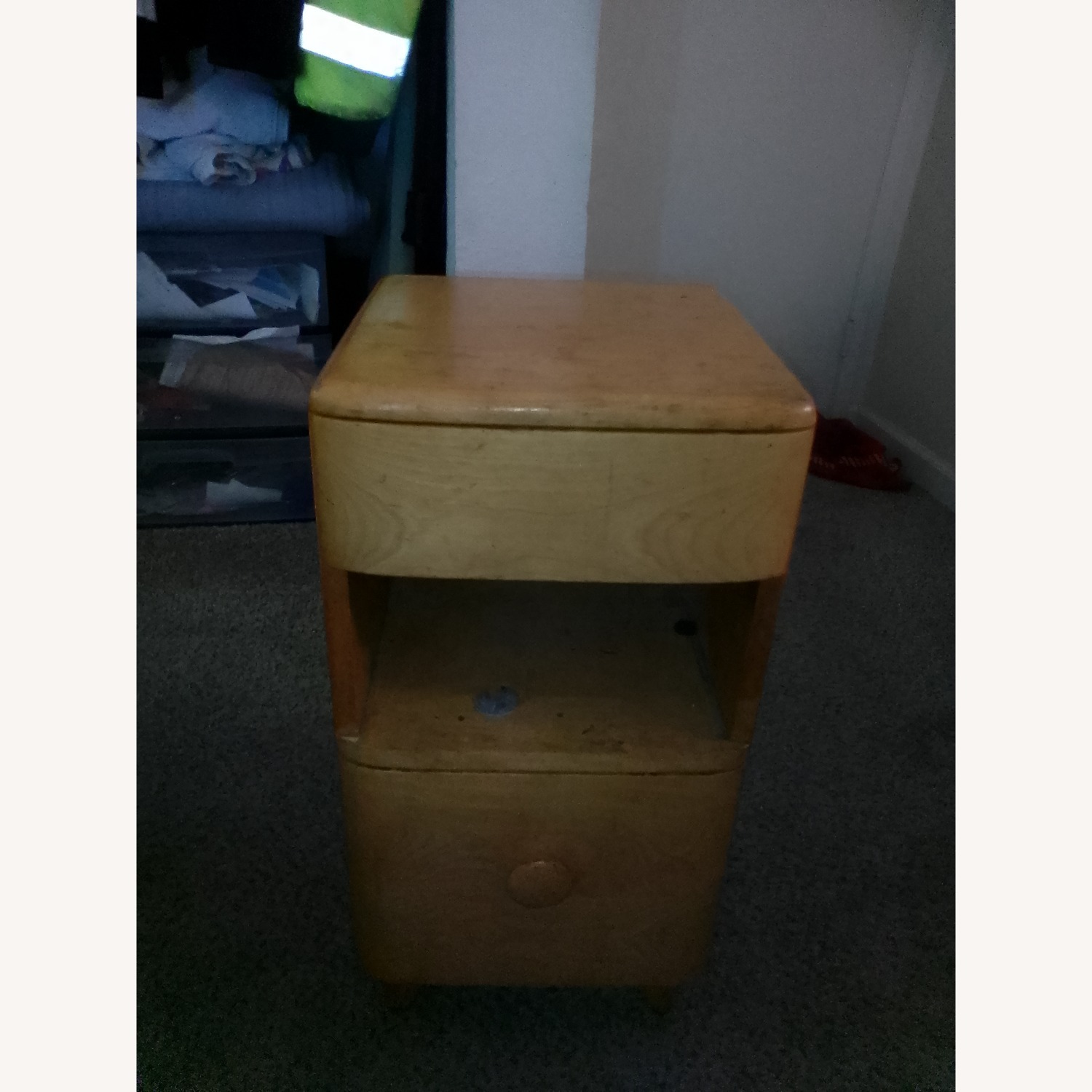 Vintage/Antique Natural Wood Nightstand - image-1