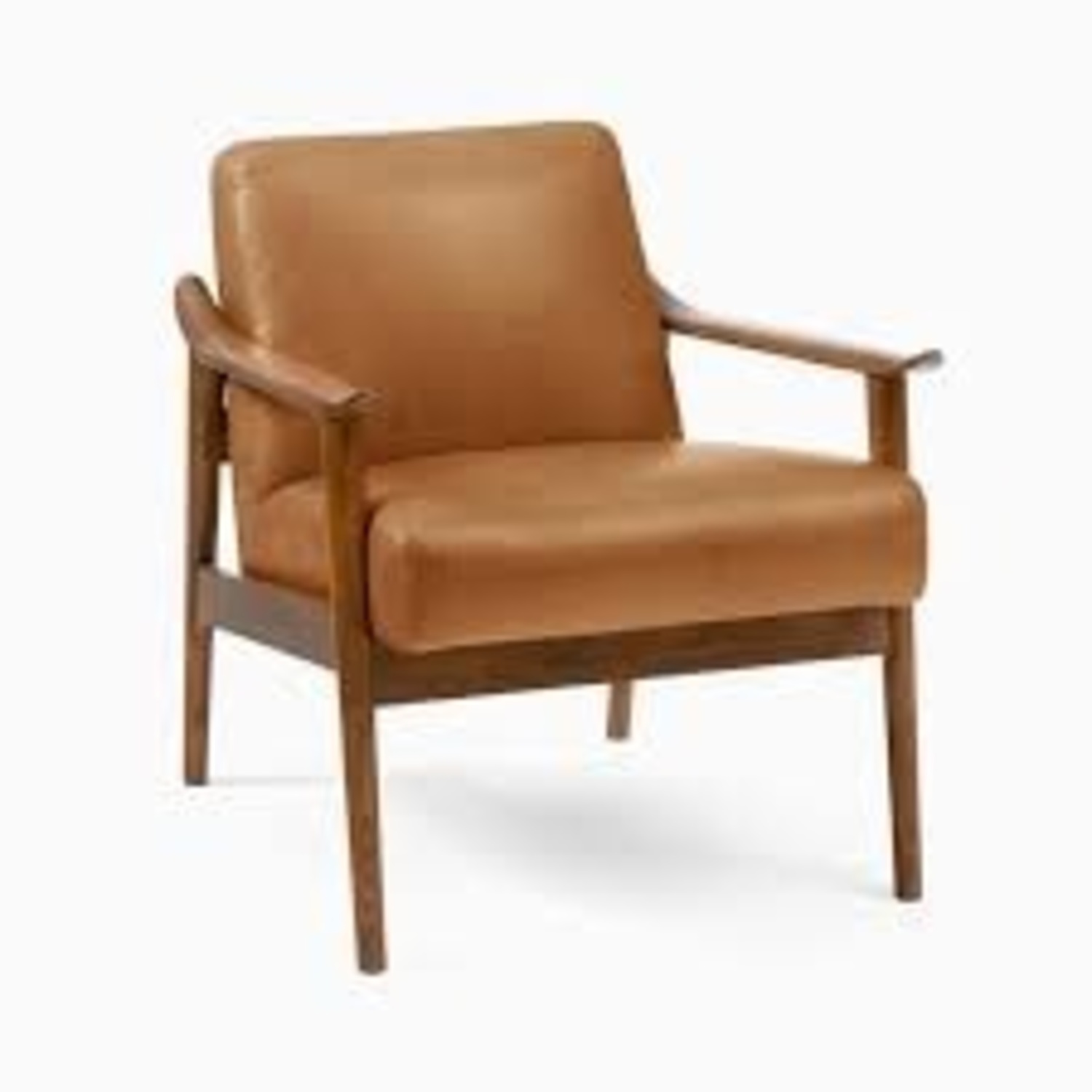 West Elm Light Brown Leather Armchair - image-4
