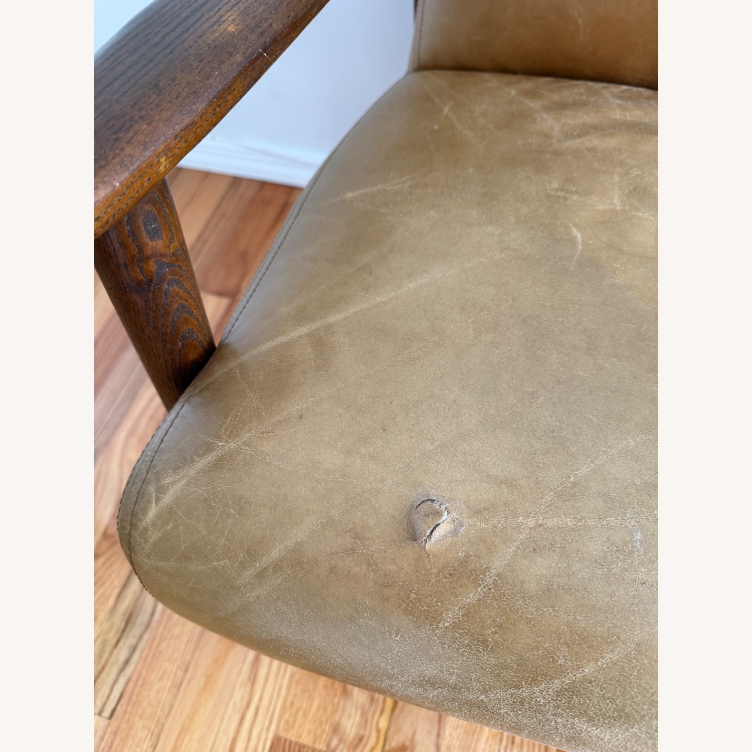 West Elm Light Brown Leather Armchair - image-2