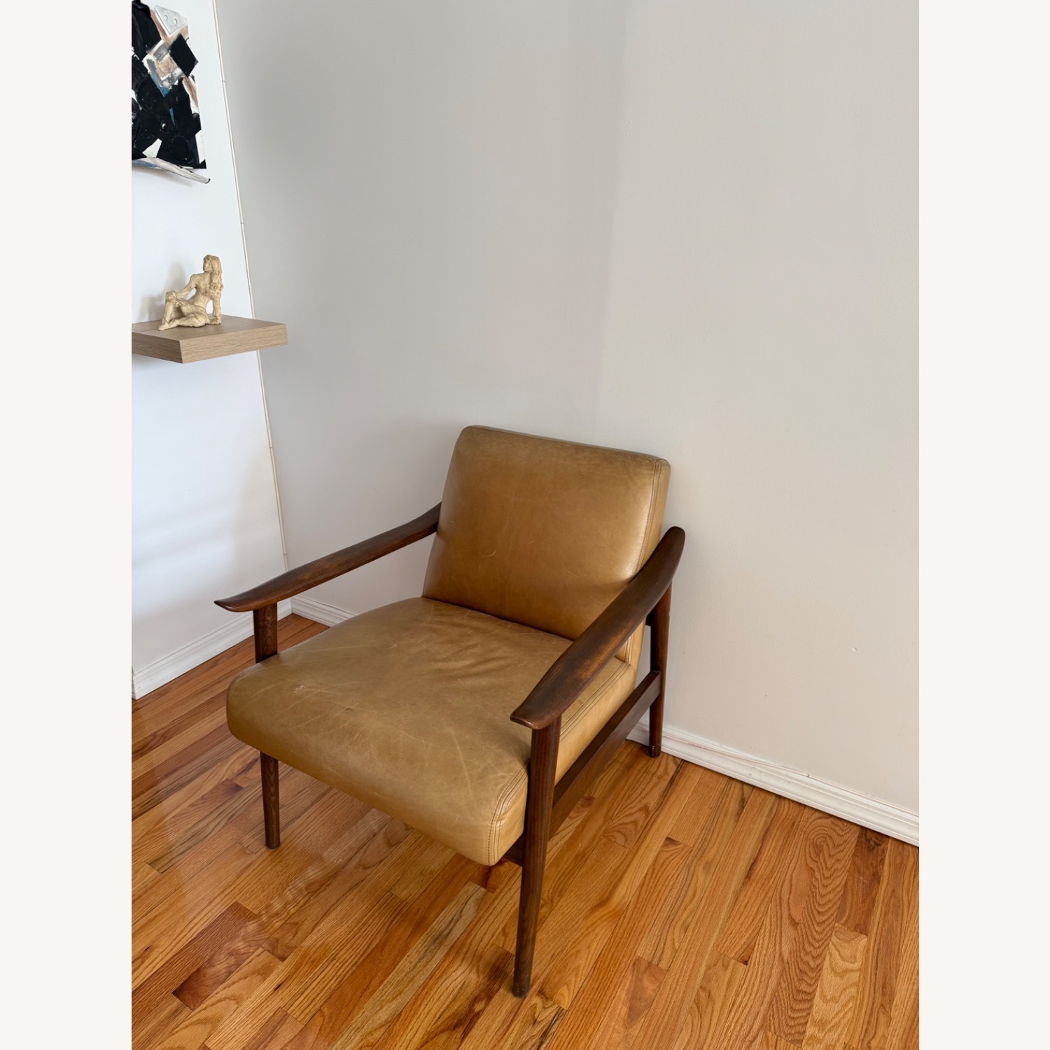 West Elm Light Brown Leather Armchair - image-1