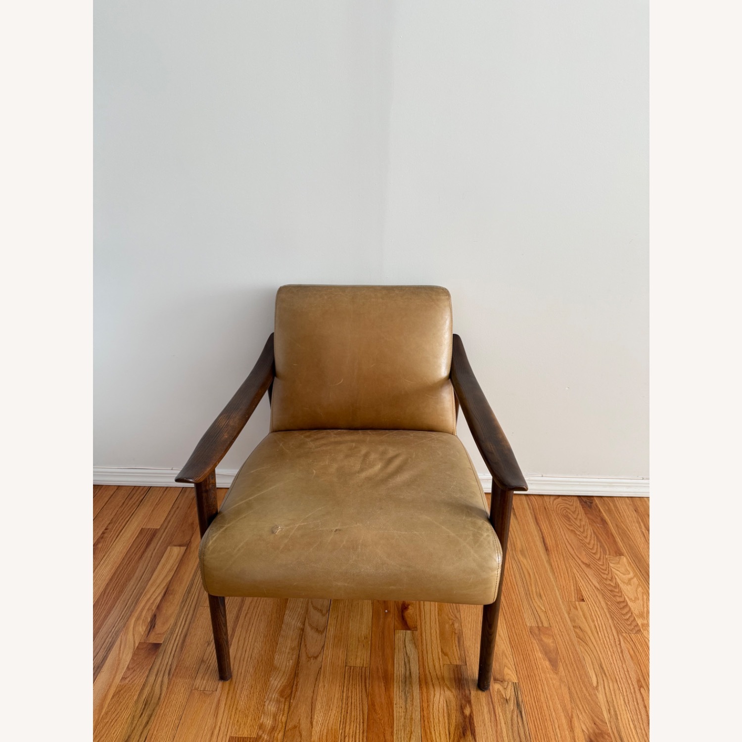 West Elm Light Brown Leather Armchair - image-3