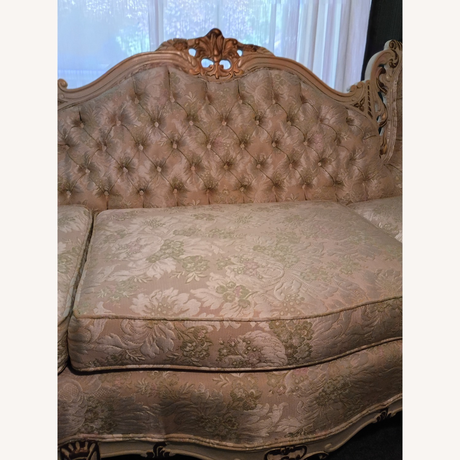 Vintage/Antique Fabric 3+ Seater Sofa - image-10
