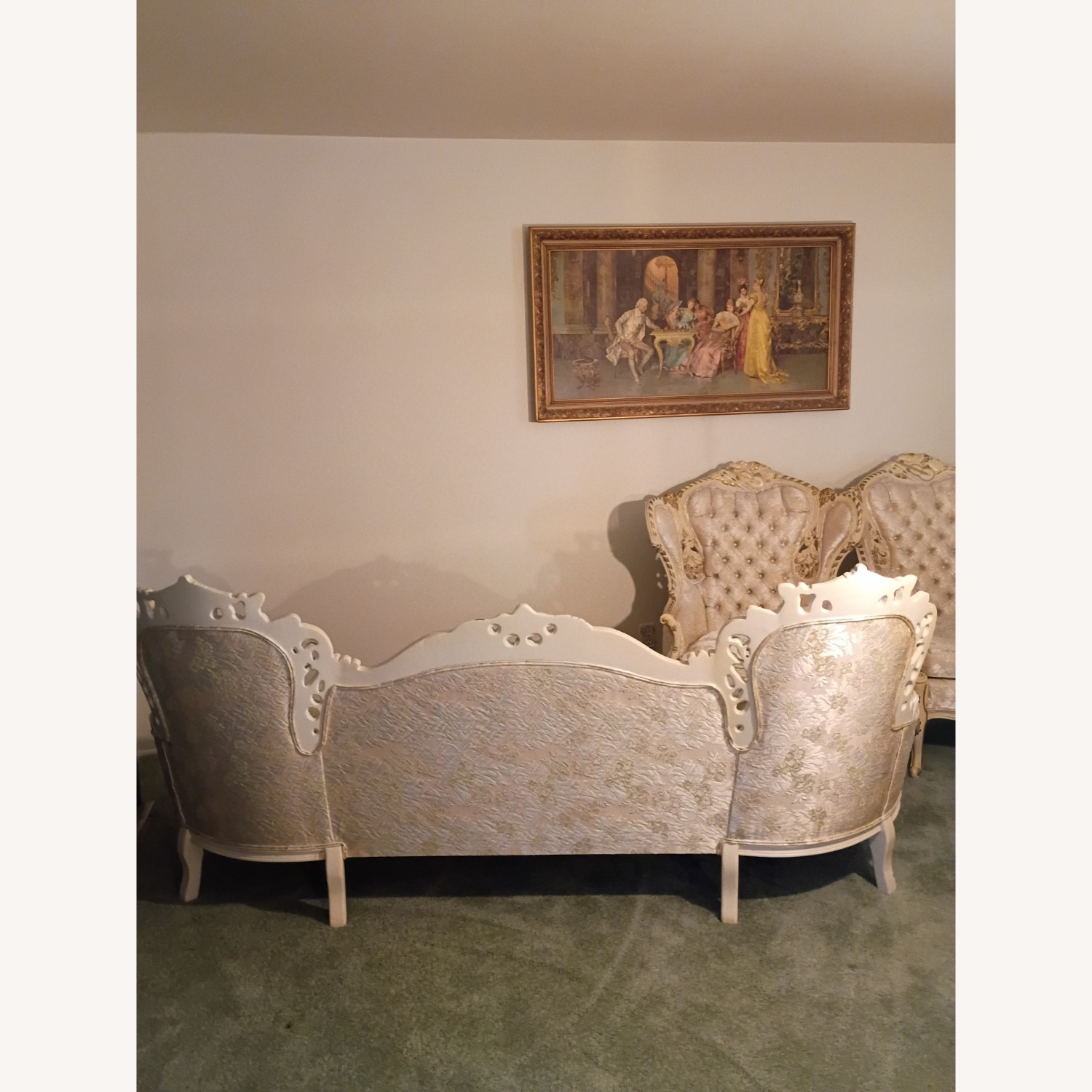 Vintage/Antique Fabric 3+ Seater Sofa - image-3