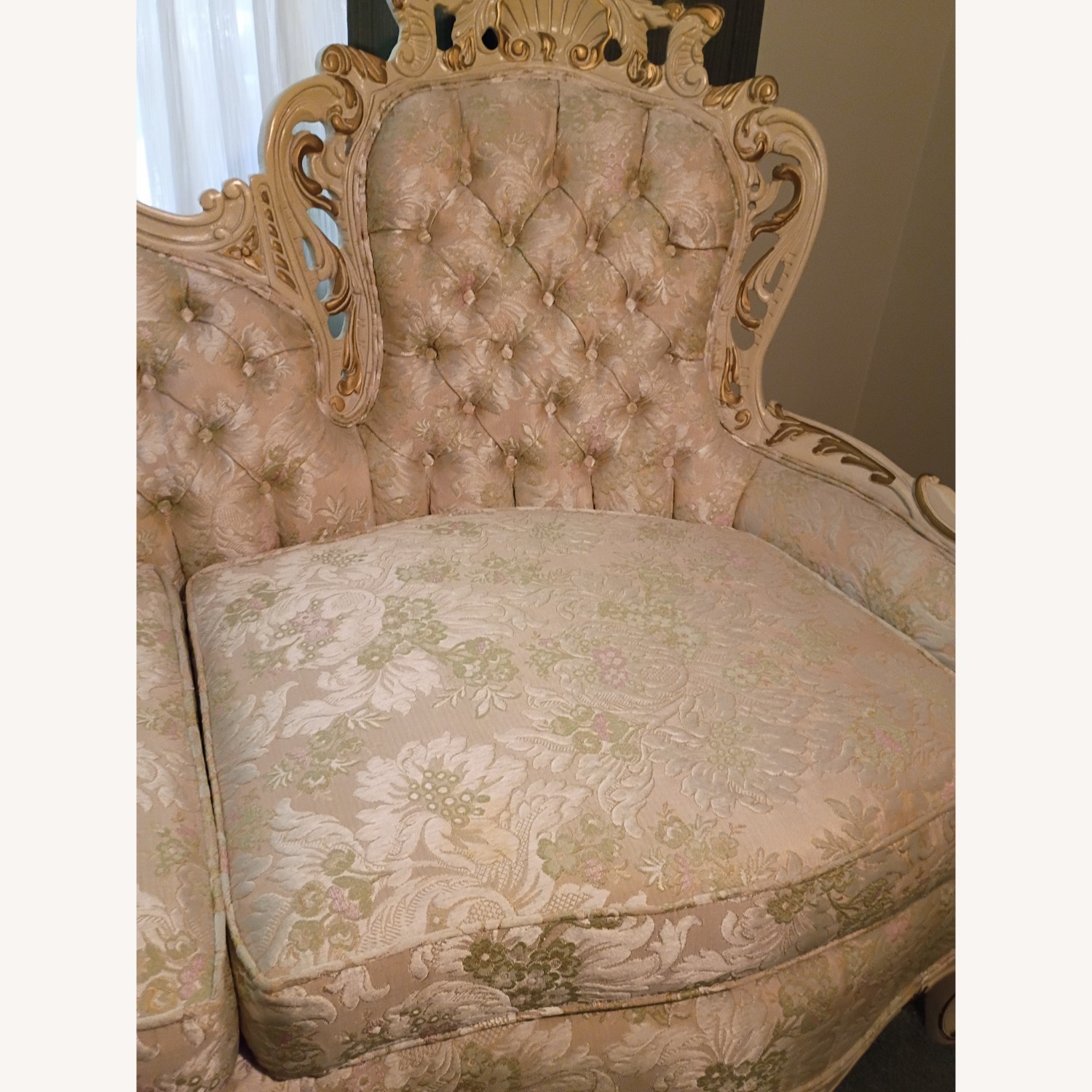 Vintage/Antique Fabric 3+ Seater Sofa - image-9