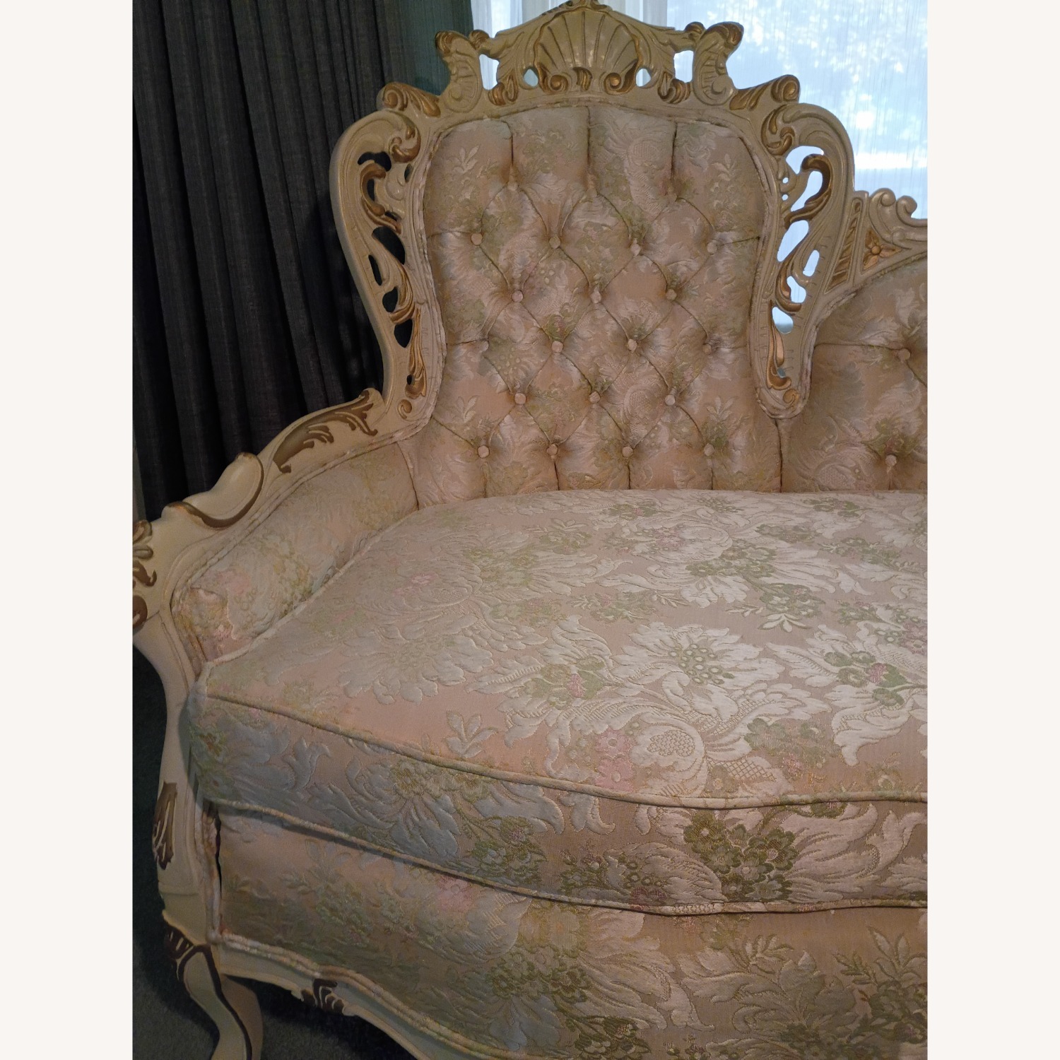 Vintage/Antique Fabric 3+ Seater Sofa - image-11