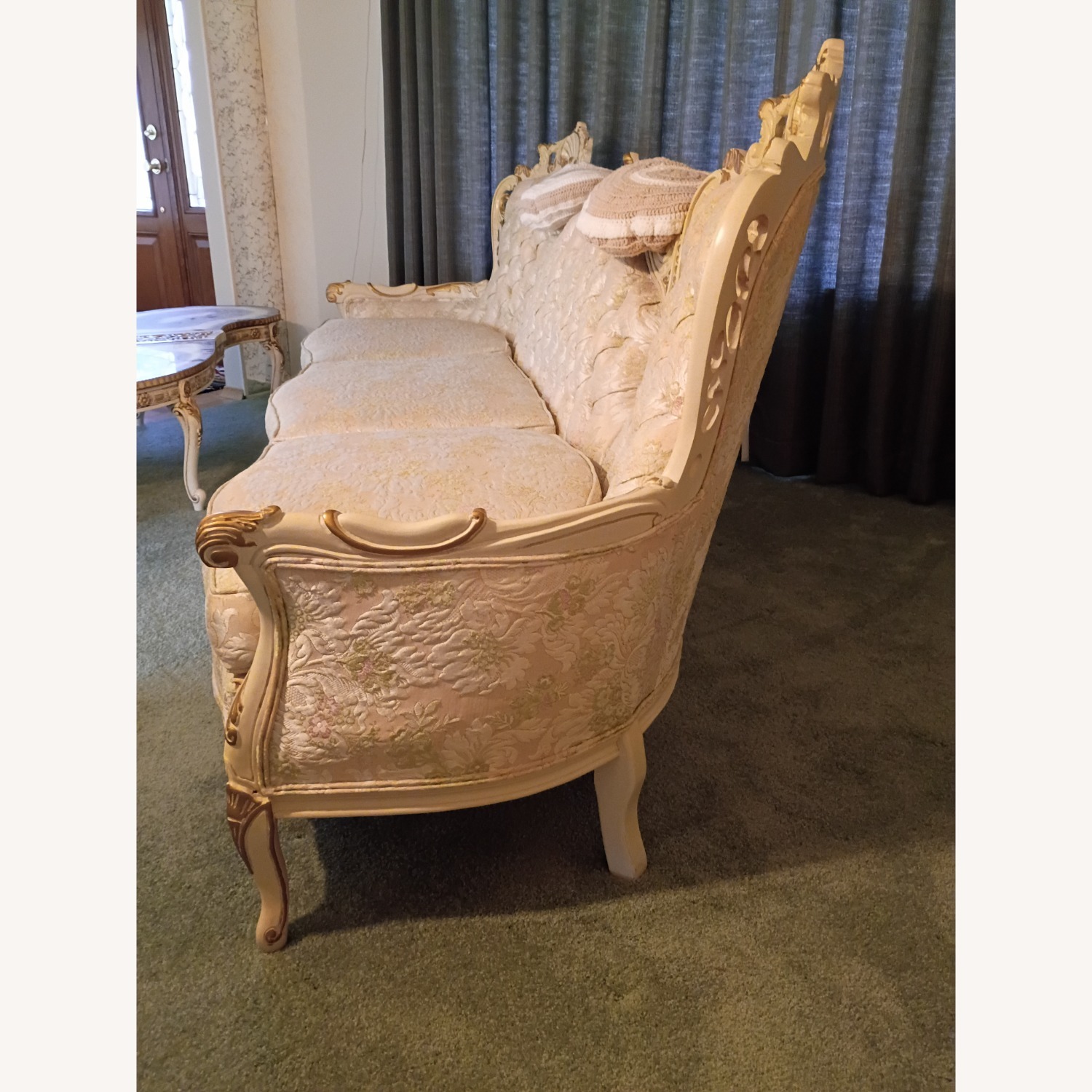 Vintage/Antique Fabric 3+ Seater Sofa - image-2