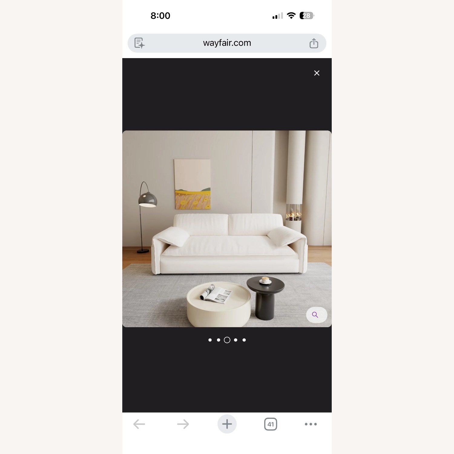 Wayfair Latitude Run White Velvet Sleeper Sofa - image-5