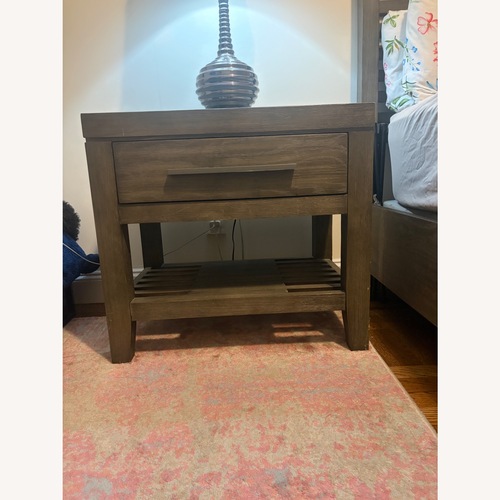 Used Raymour & Flanigan Dark Gray Wood Side Table for sale on AptDeco