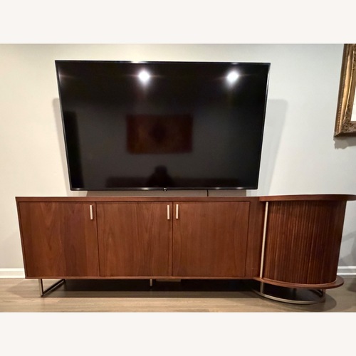Used  Rich Brown Wood Media Storage for sale on AptDeco