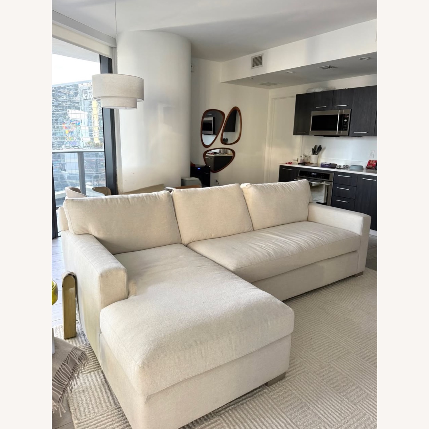 Crate & Barrel White Fabric 2 Piece Sectional - image-1