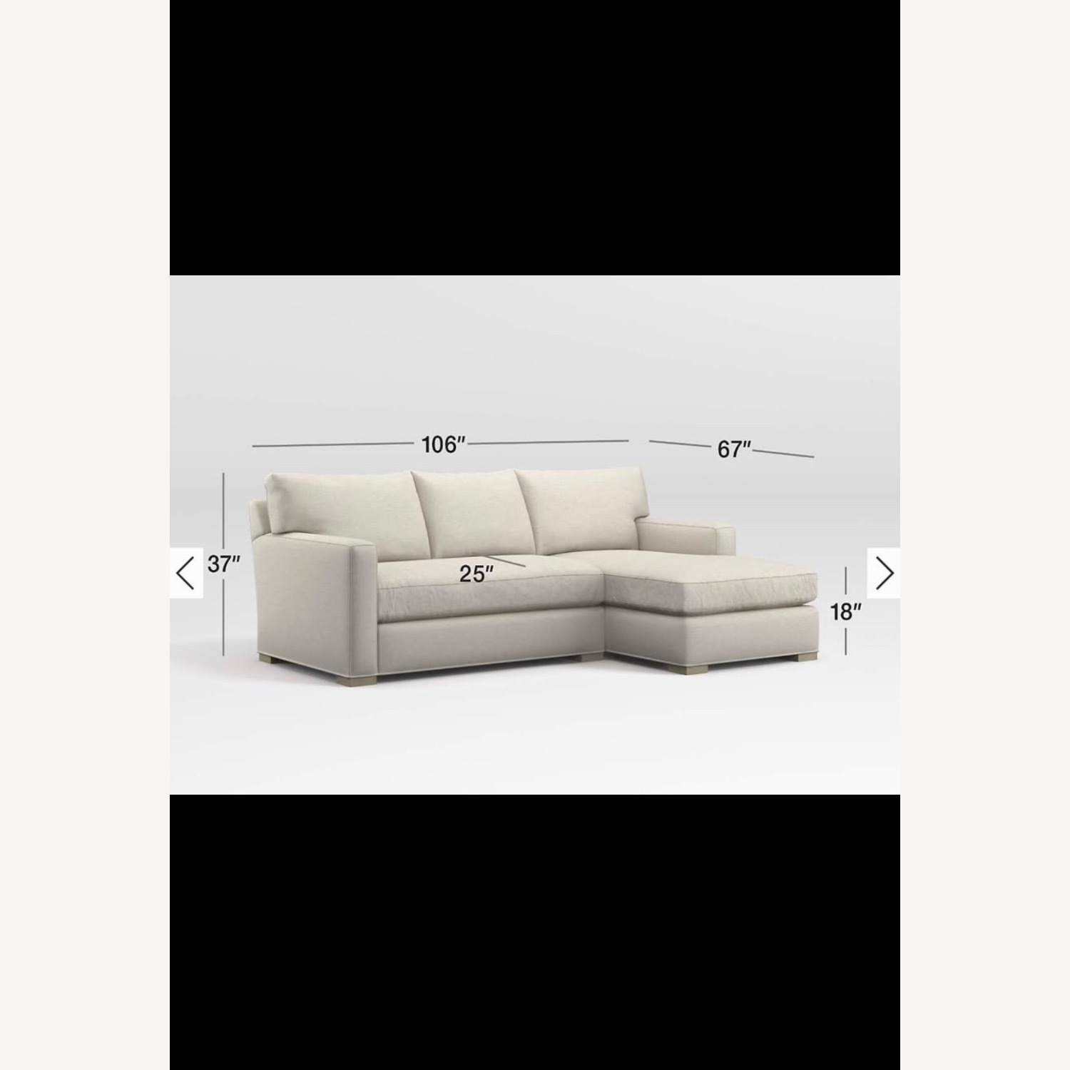 Crate & Barrel White Fabric 2 Piece Sectional - image-4