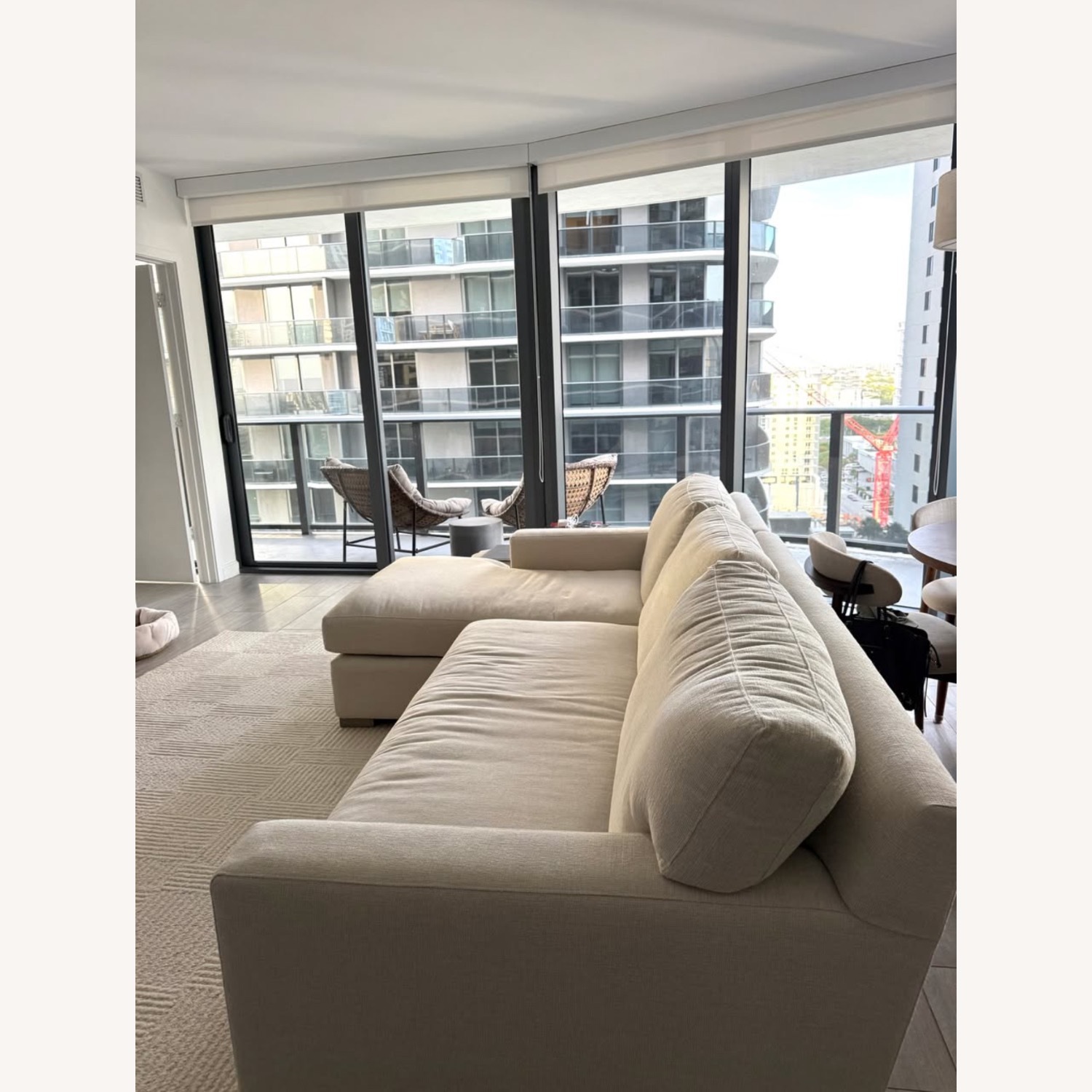 Crate & Barrel White Fabric 2 Piece Sectional - image-2