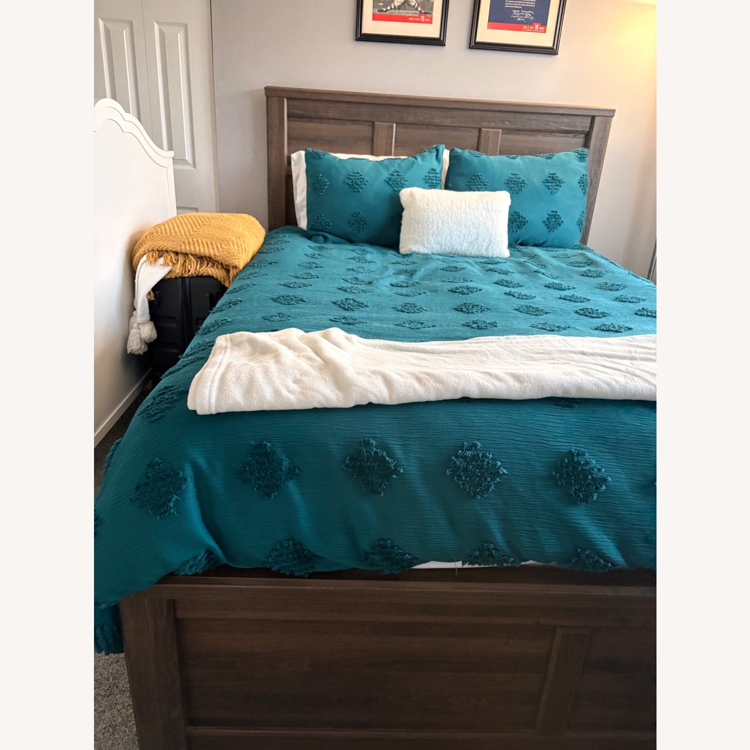 Ashley Furniture Dark Brown Wood Queen Bed - image-2