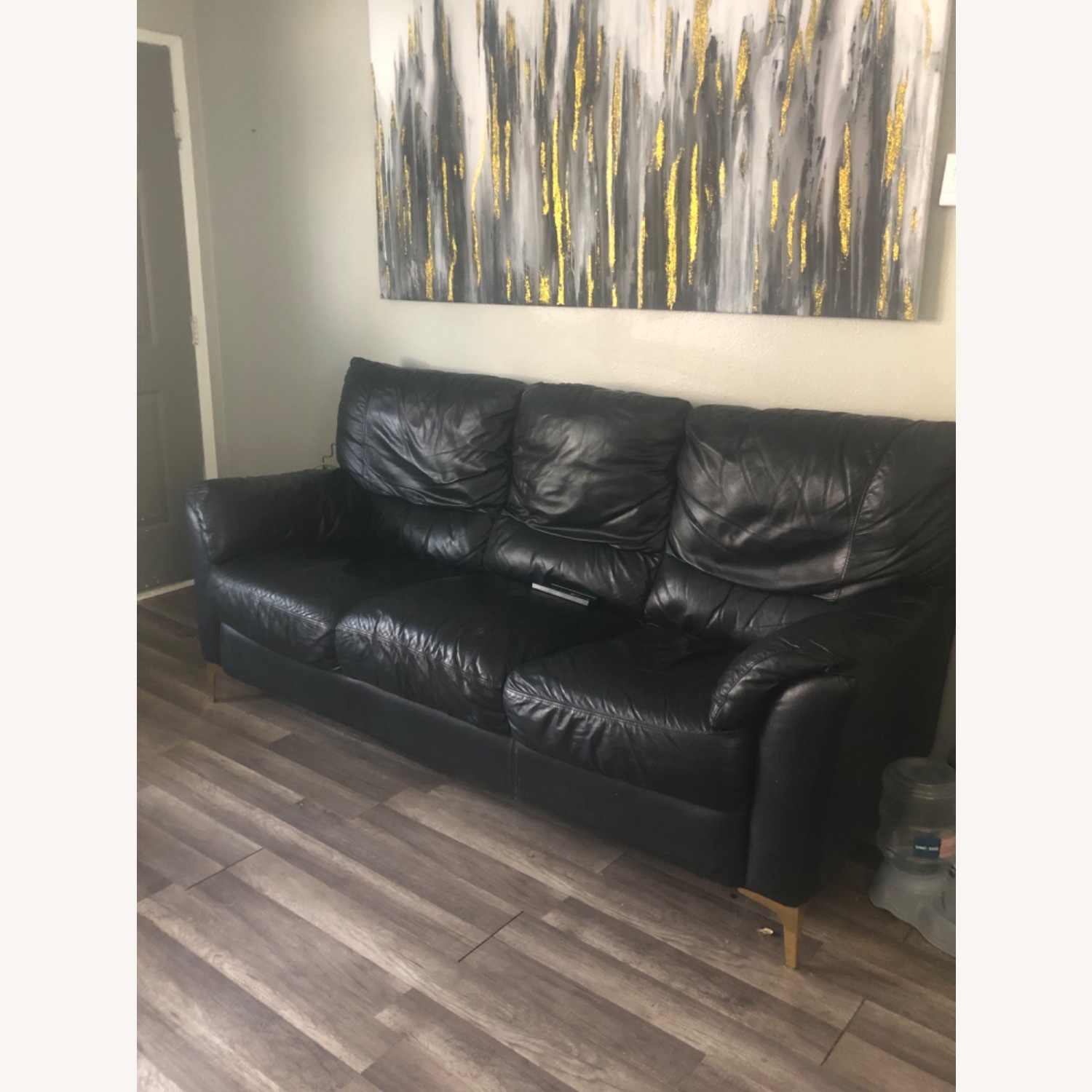 Leather Black Sofa - image-3