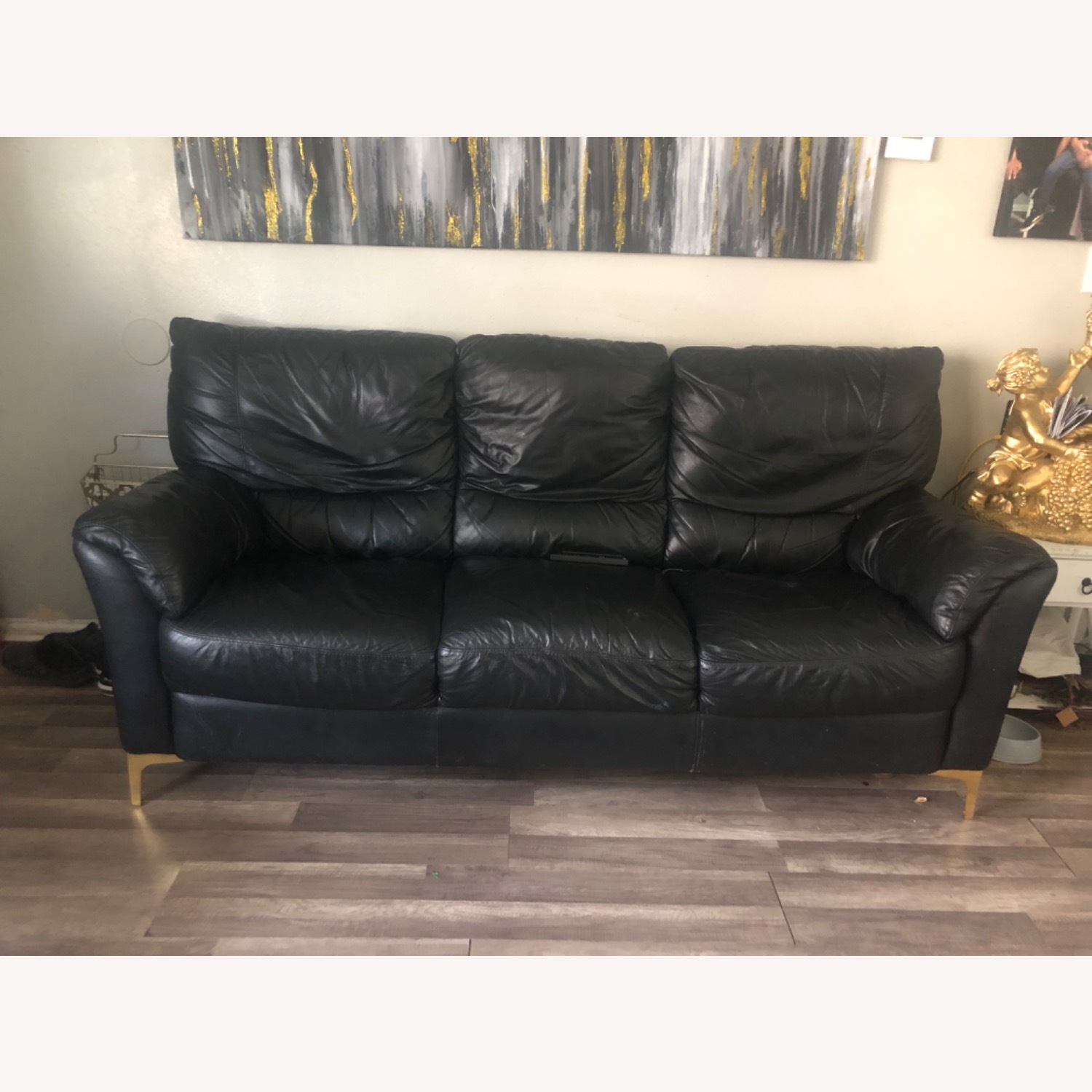 Leather Black Sofa - image-1