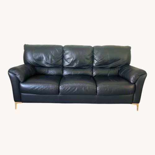 Used Leather Black Sofa for sale on AptDeco