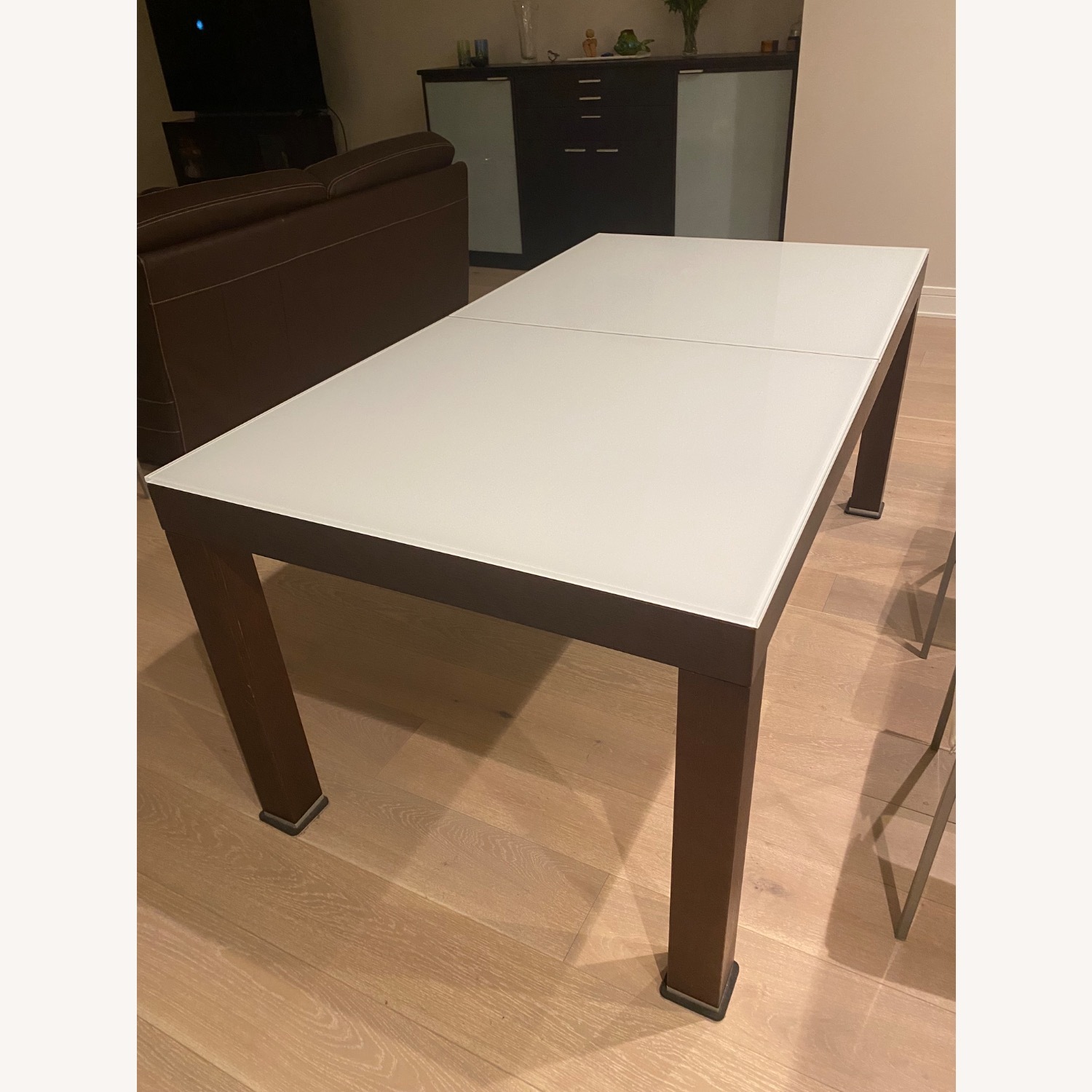 Dark Brown Wood and Glass Dining Set - image-1