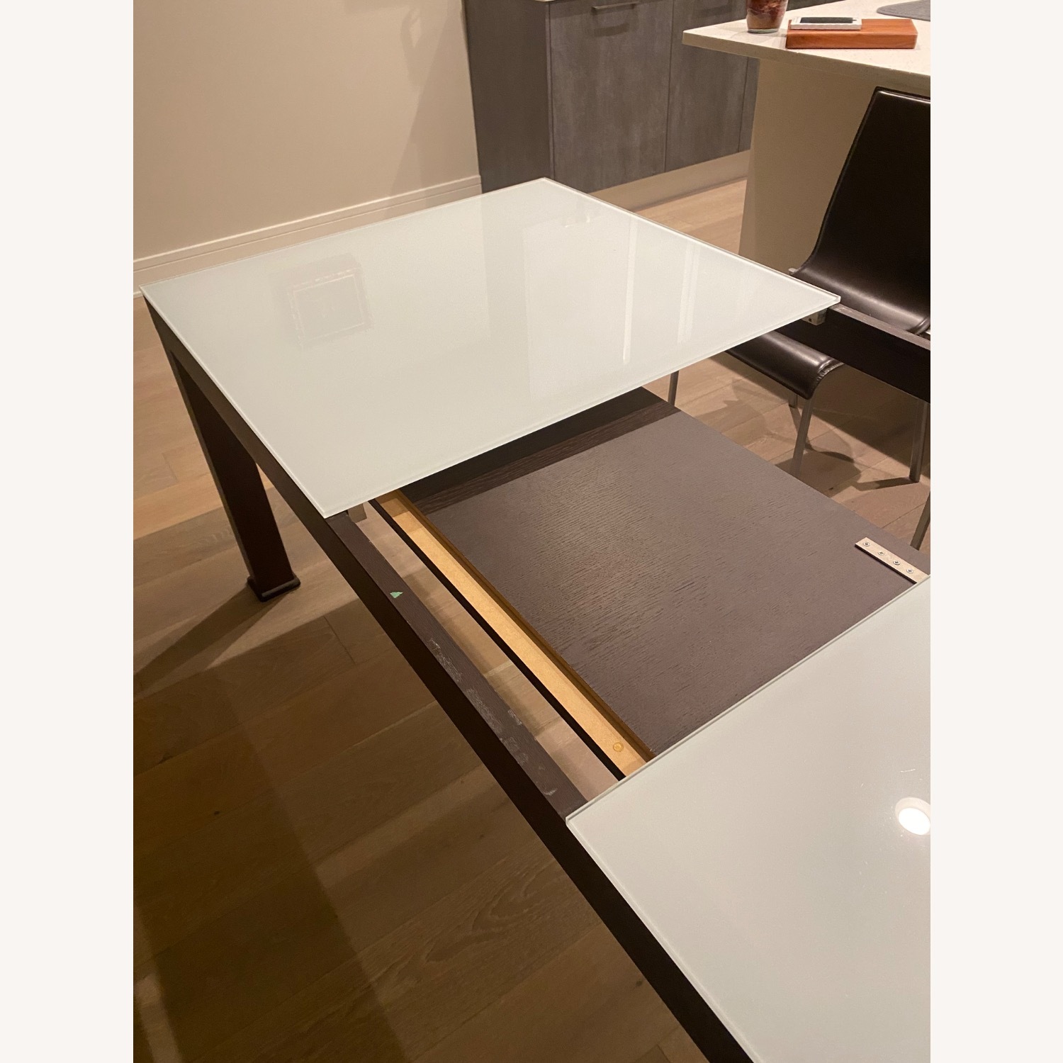 Dark Brown Wood and Glass Dining Set - image-2