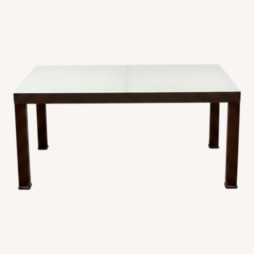 Used Dark Brown Wood and Glass Dining Set for sale on AptDeco