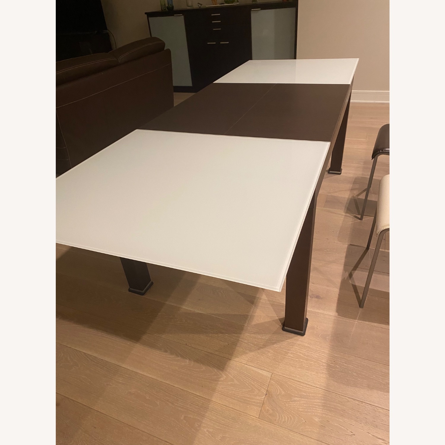 Dark Brown Wood and Glass Dining Set - image-3