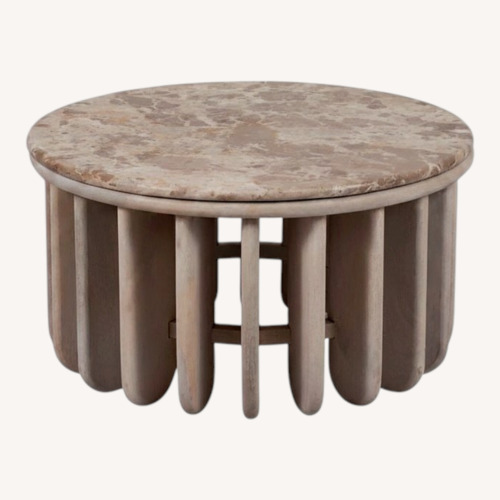 Used Bed Bath & Beyond White Marble Coffee Table for sale on AptDeco