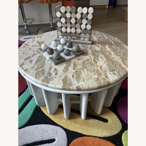 Used Bed Bath & Beyond White Marble Coffee Table for sale on AptDeco