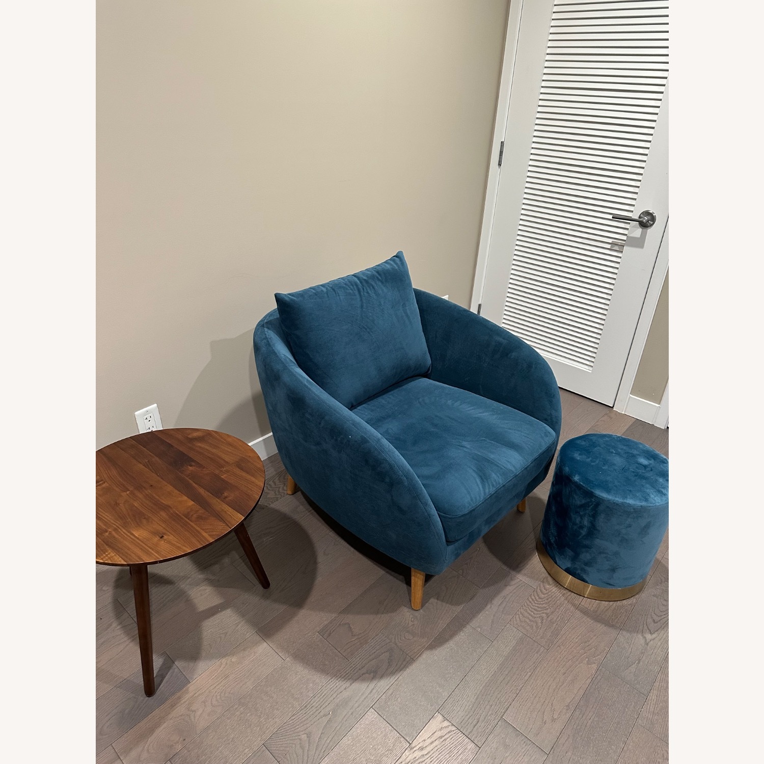 Modern Velvet Accent Chair + Ottoman - image-4